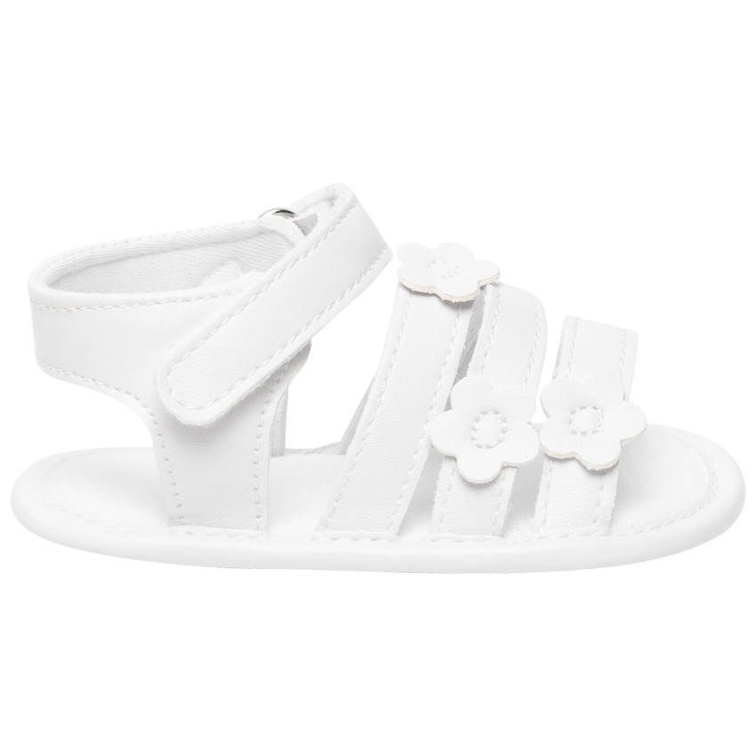 Sandalias velcro con parche de flores para bebé niña 