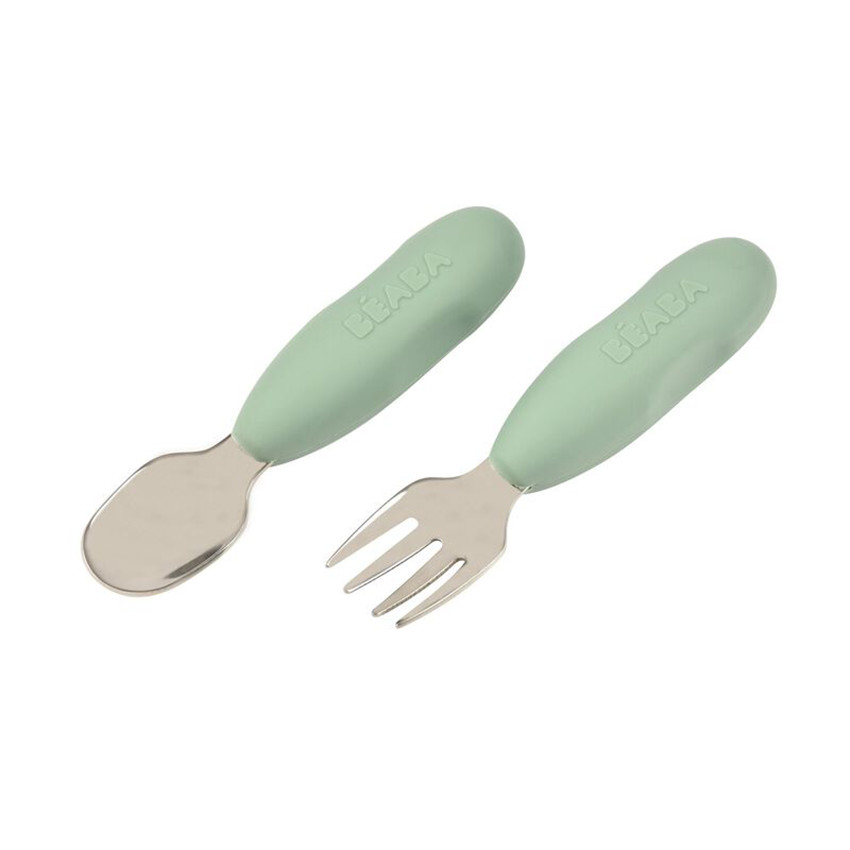Lot de 2 pré-couverts en inox sage green  
