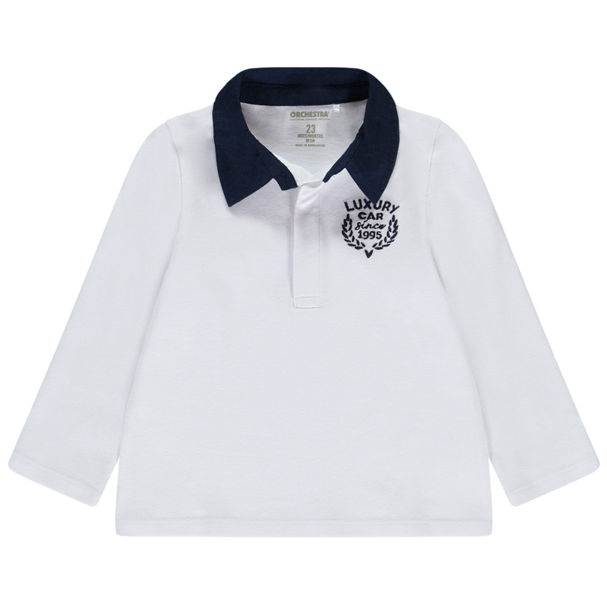 Polo de manga larga con escudo bordado para bebé niño 