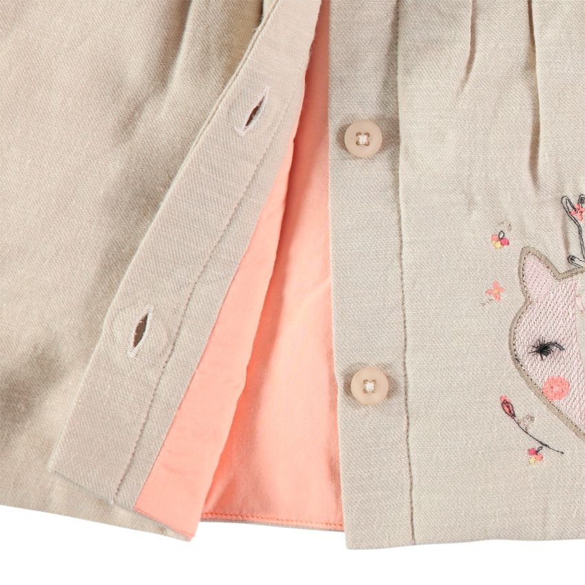 Manteau en coton à capuche pointue et faon brodé 