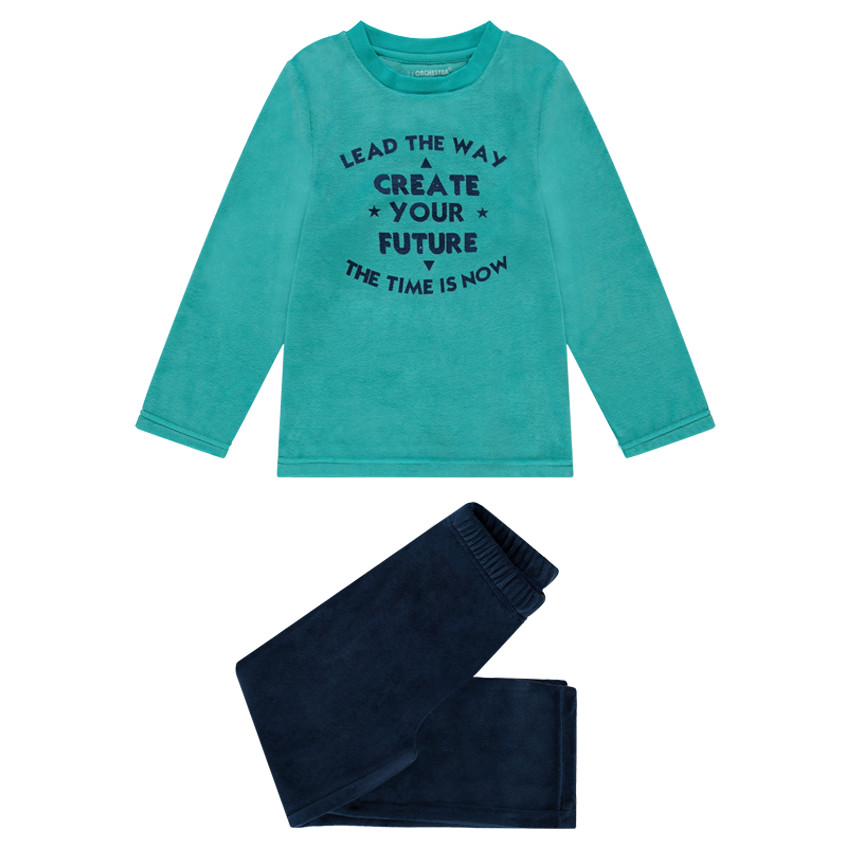 Pijama bimaterial con inscripciones estampadas  Additional Pijama bimaterial con inscripciones estampadas