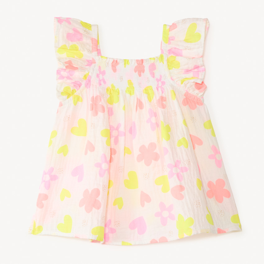 Túnica de tirantes con volante y estampado colorido para niña 