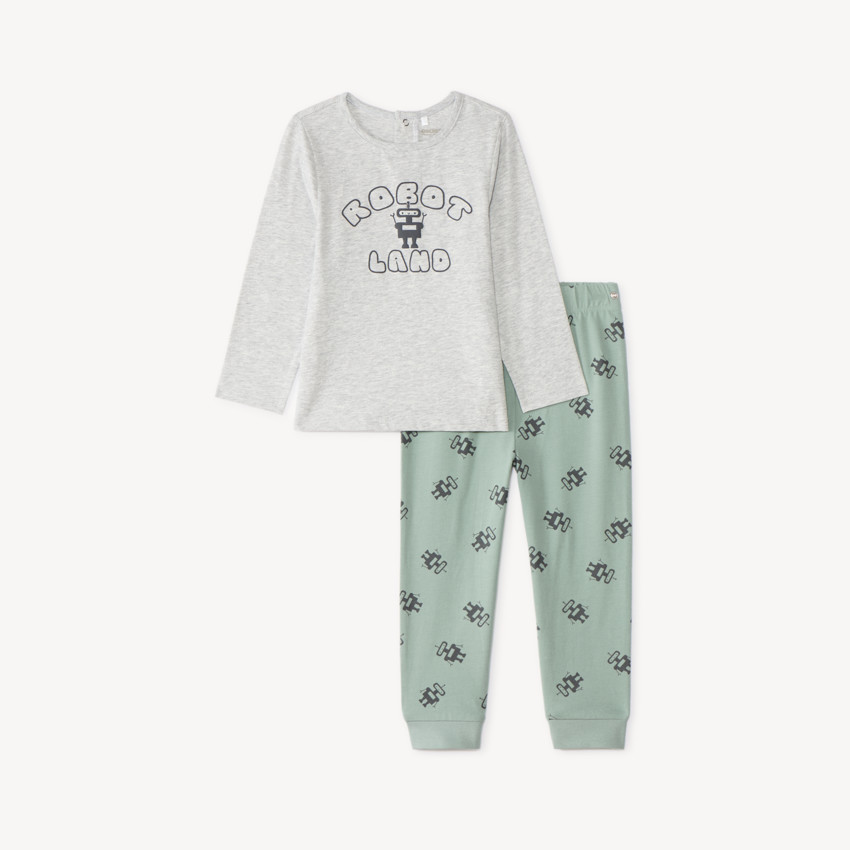 Pijama de 2 piezas largo para bebé niño con motivo de robot (Acabados diferentes según la edad) 