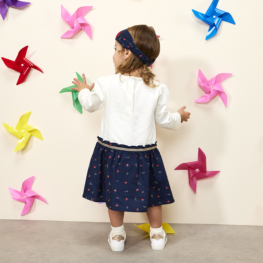 Vestido de manga larga efecto 2 en 1 con motivos de mariposas para bebé niña 