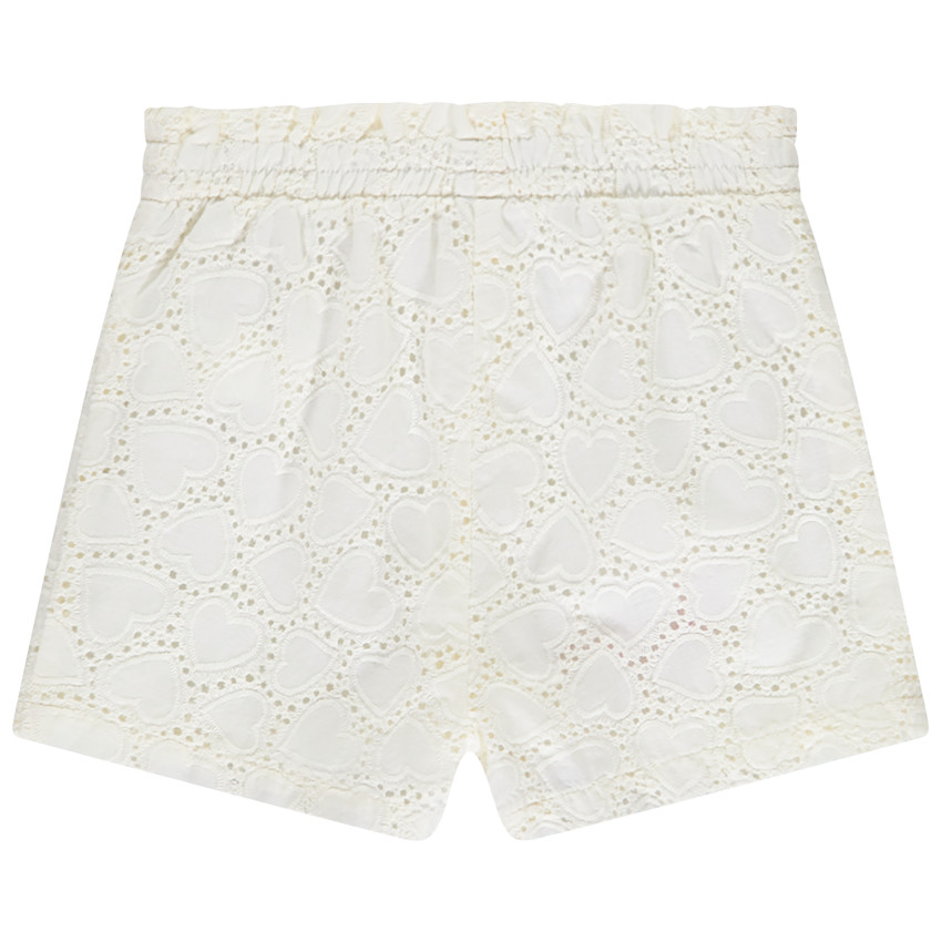 Short liso con bordado inglés y lazo decorativo para bebé niña 