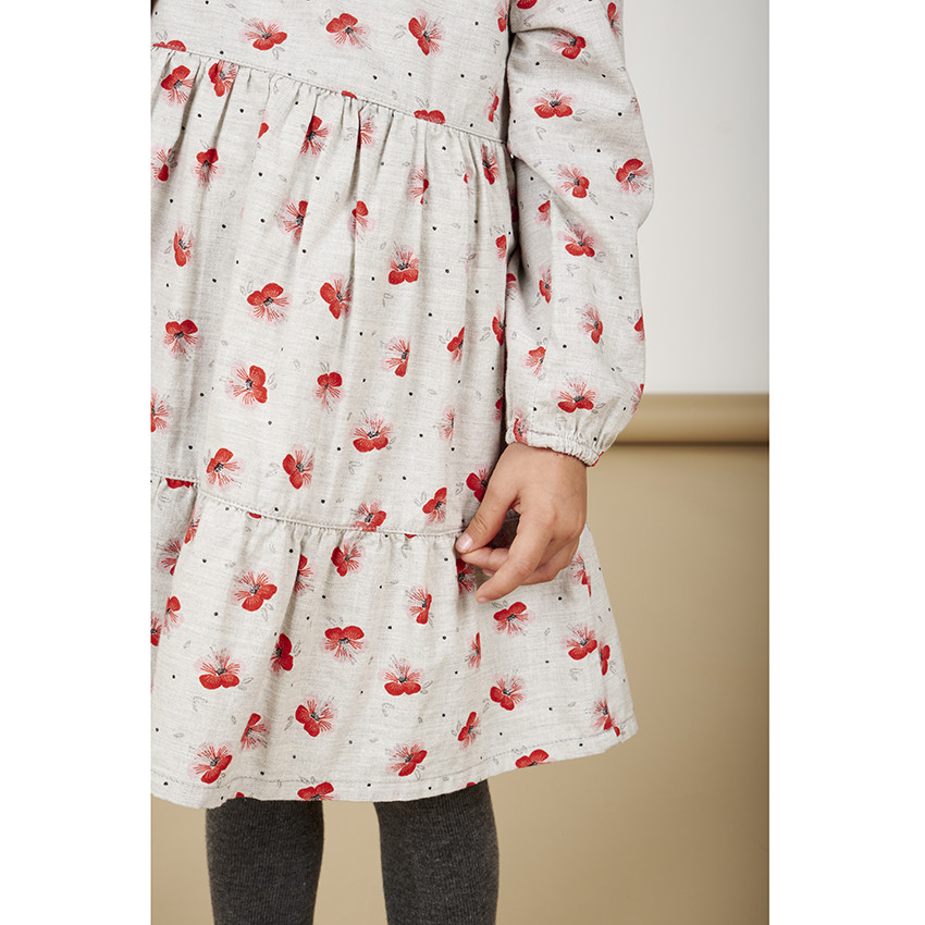 Vestido de algodón de manga larga con estampado de flores para bebé niña 