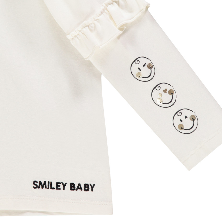 Sous-pull col cheminée à volants et motifs Smiley  Additional Sous-pull col cheminée à volants et motifs Smiley