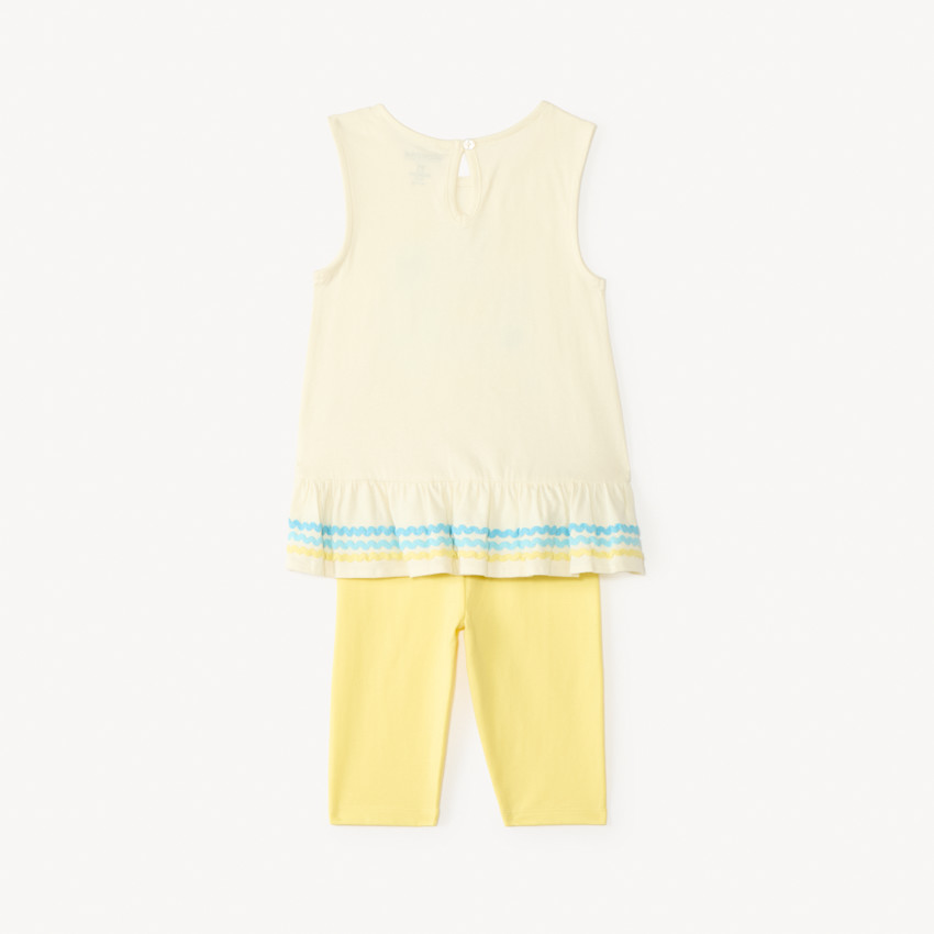 Conjunto de 2 piezas, blusa + legging corto con estampado de conchas para niña bebé. 