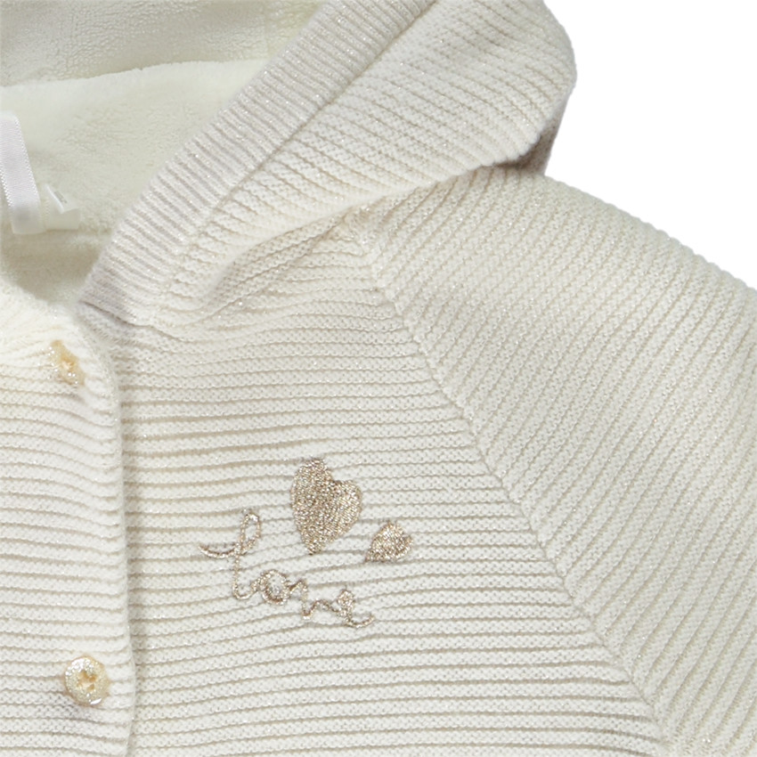 Gilet en tricot point mousse doublé sherpa pour bébé fille 