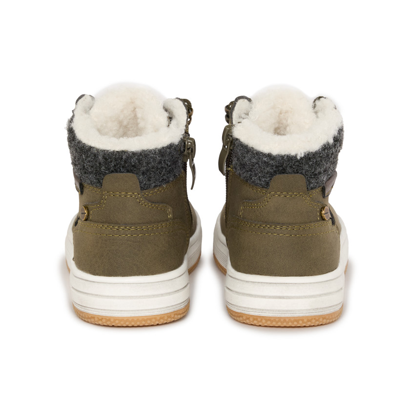 Bottillons verts foncés avec doublure en fourrure pour garçon  