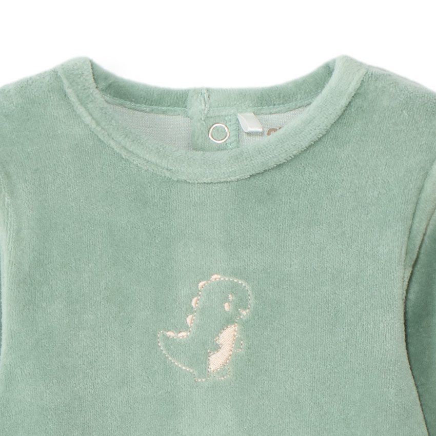 Pelele de terciopelo con bordado de animal para bebé niño 