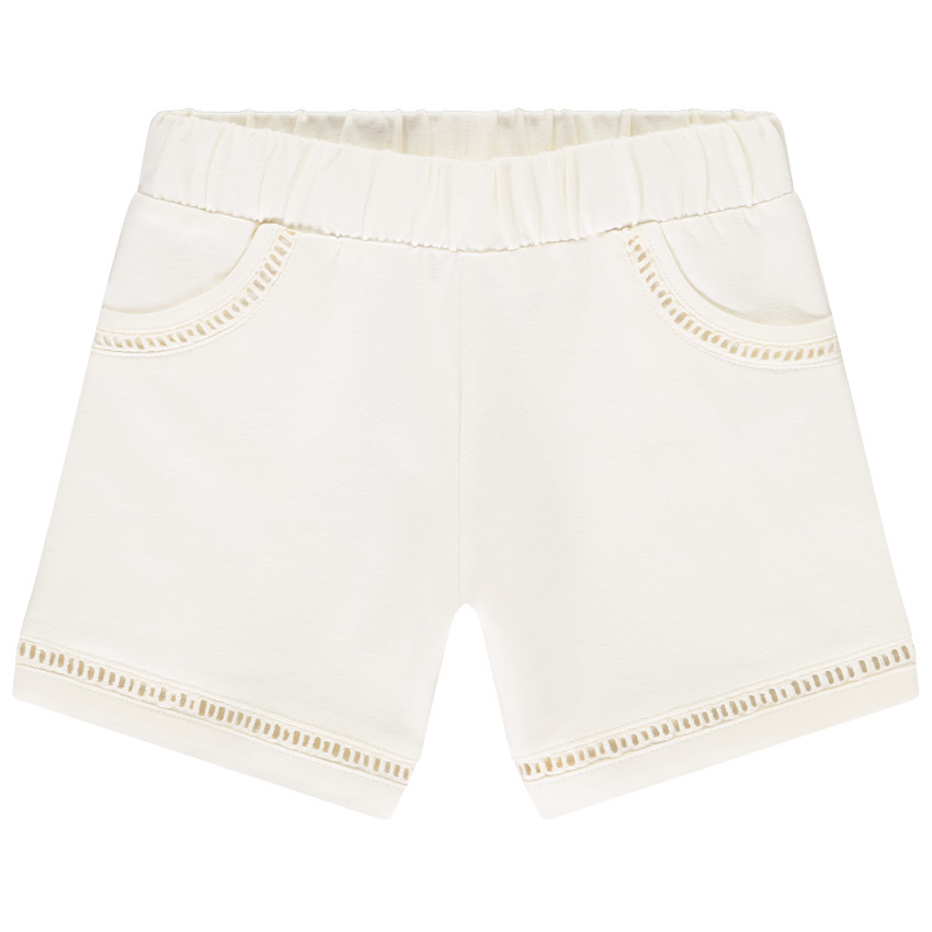 Short liso de felpa con detalles calados niña 
