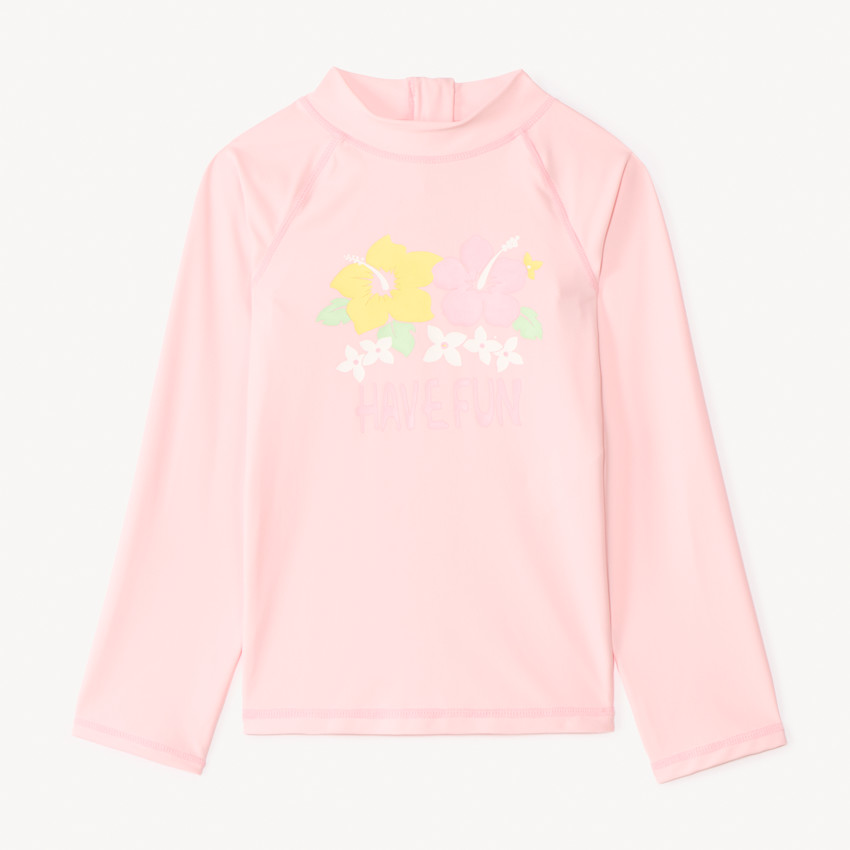 Camiseta de manga larga anti-UV SPF 50+ con estampado de hibisco para niña 