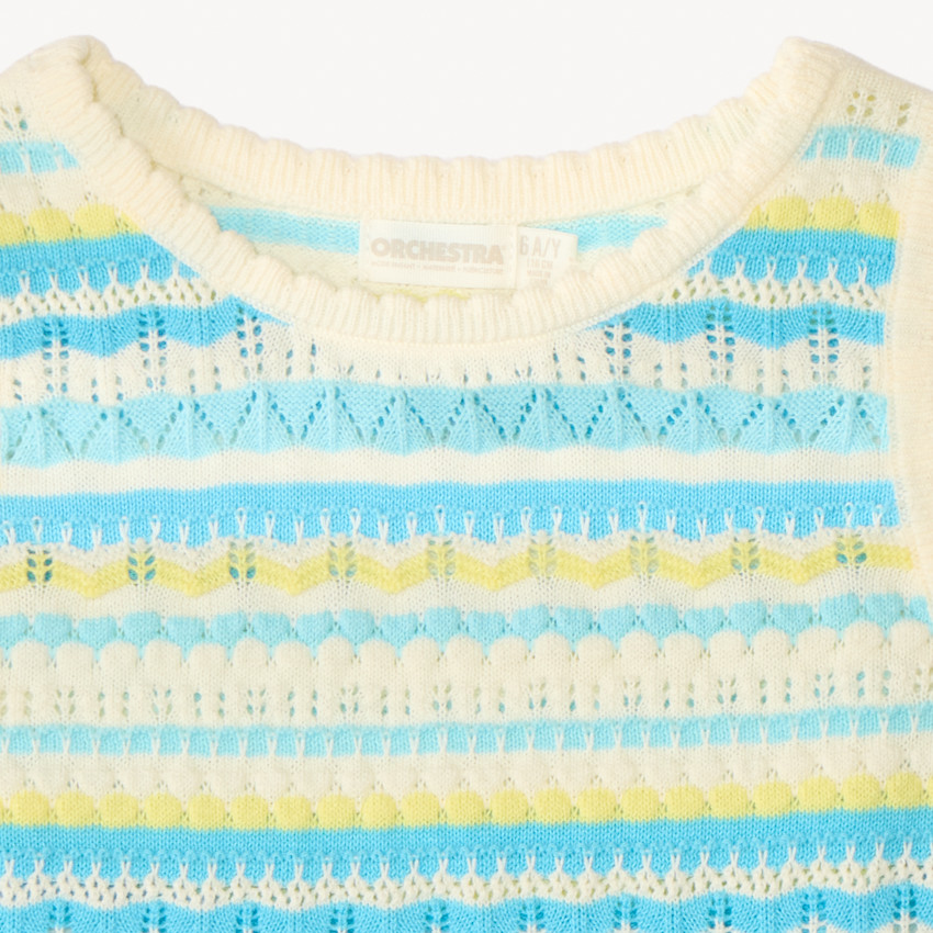 Camiseta sin mangas de punto calado con diseño para niña 