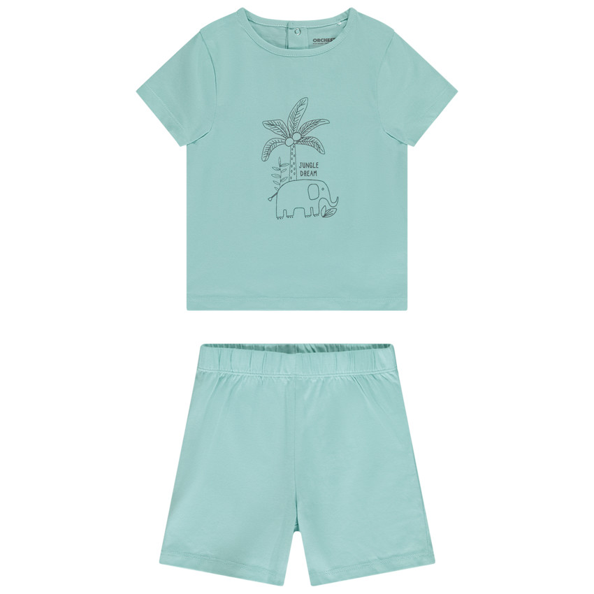 Set pijama corto con estampado de elefante para bebé niño 