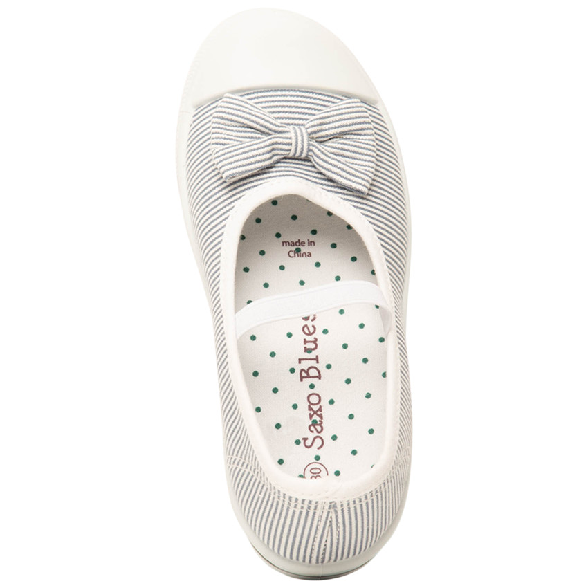 Babies rayadas de tela con lazo y tirante elástico para niña 