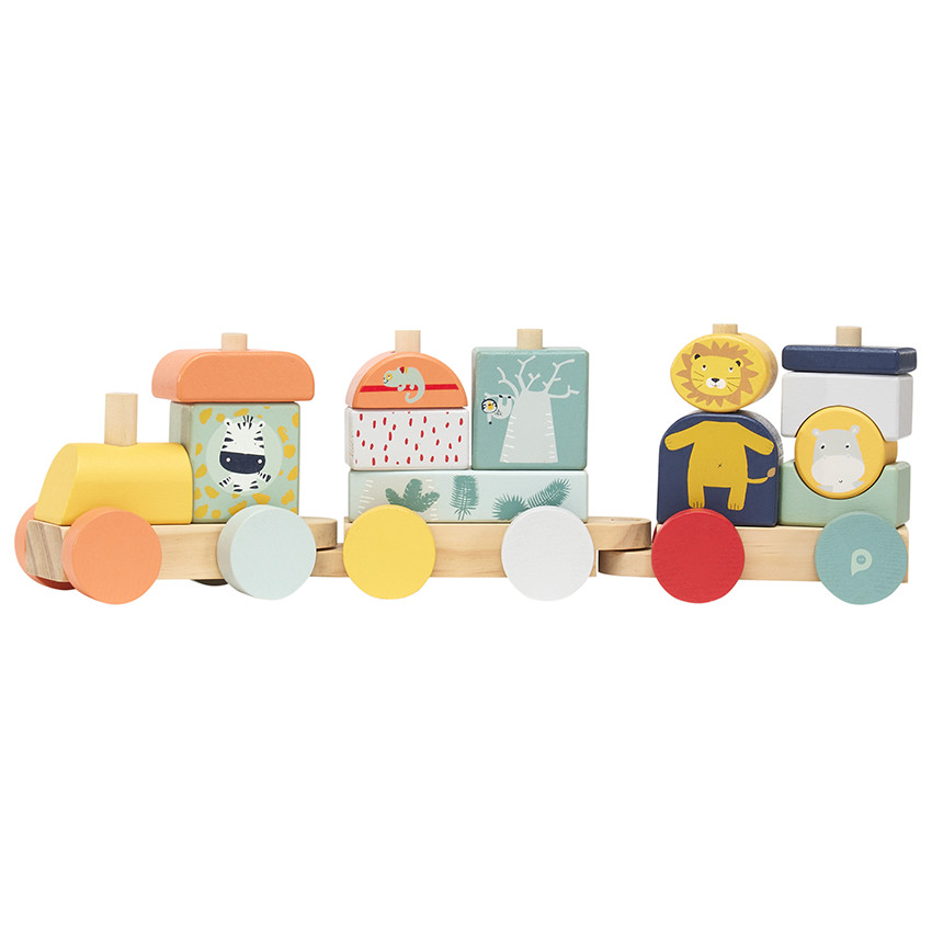Tren de madera para arrastrar - Happy wild 