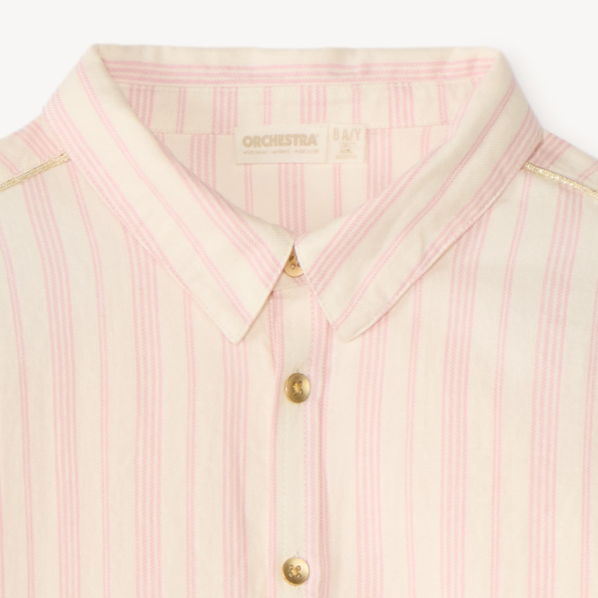 Camisa de niña de manga larga a rayas verticales 