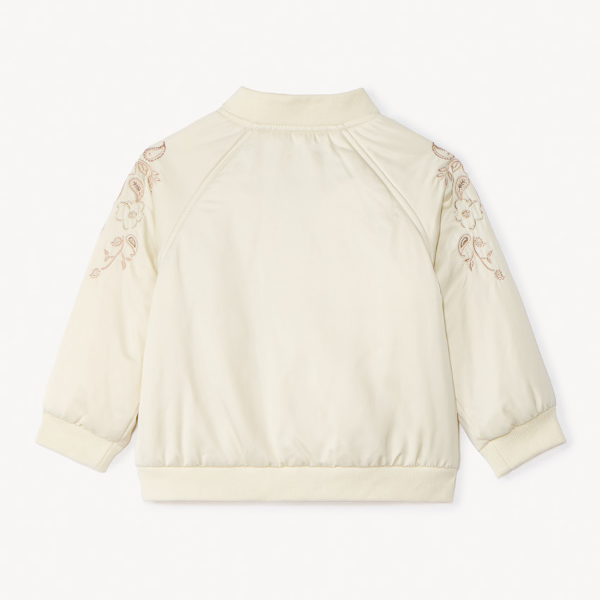 Bonito bomber satinado con bordados cachemire para niña. 