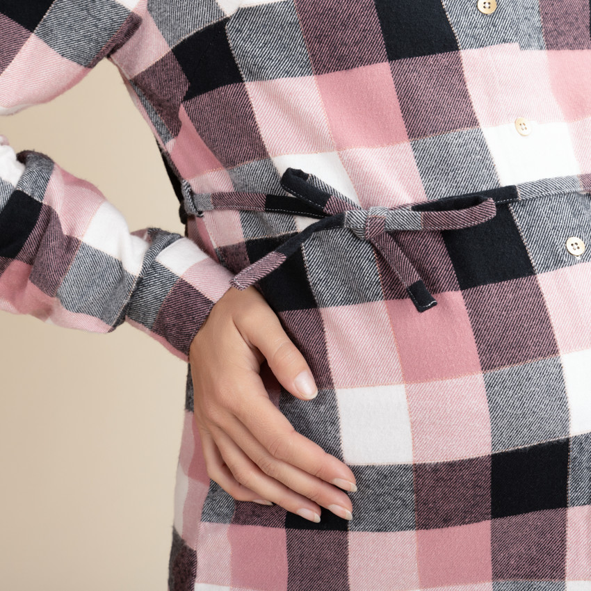 Camisa de cuadros de manga larga para mujer 