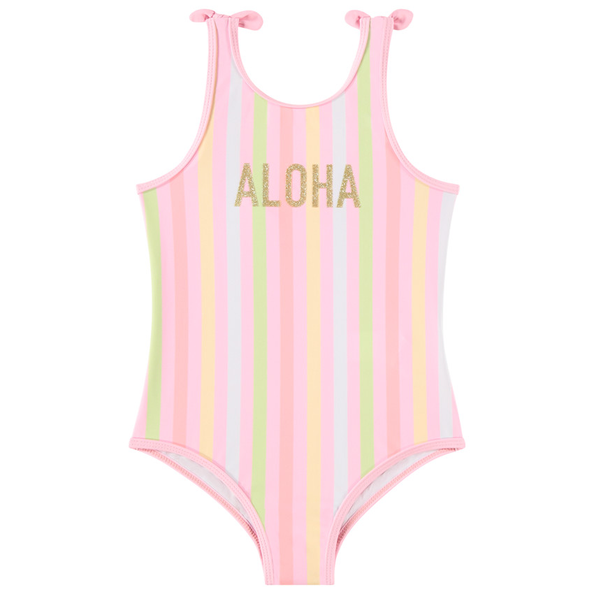 Bañador de una pieza a rayas con lazos decorativos para niña 