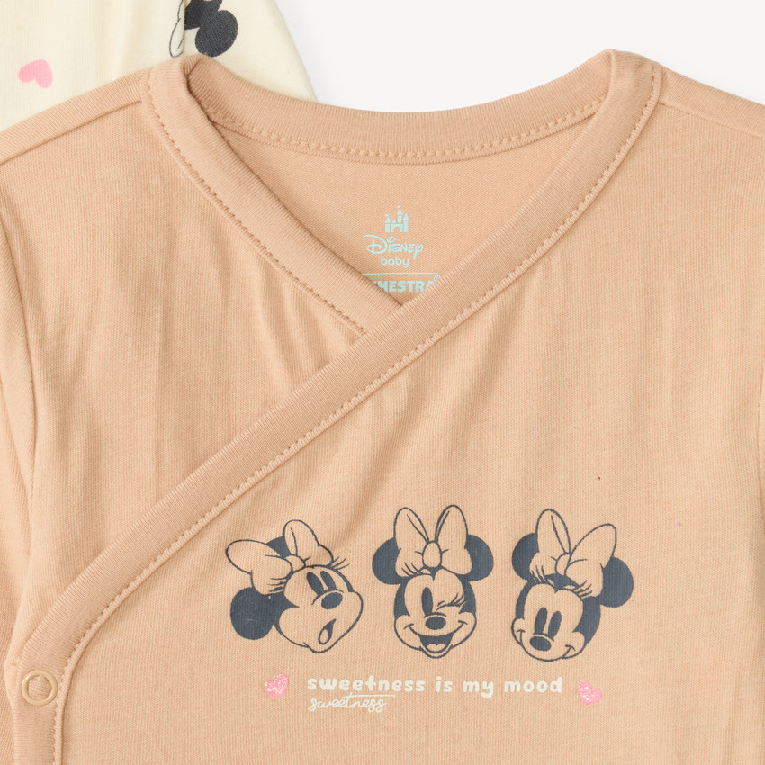 Lote de 3 bodies de manga larga para bebé niña con estampado de Minnie Disney (Acabados diferentes según la edad) 