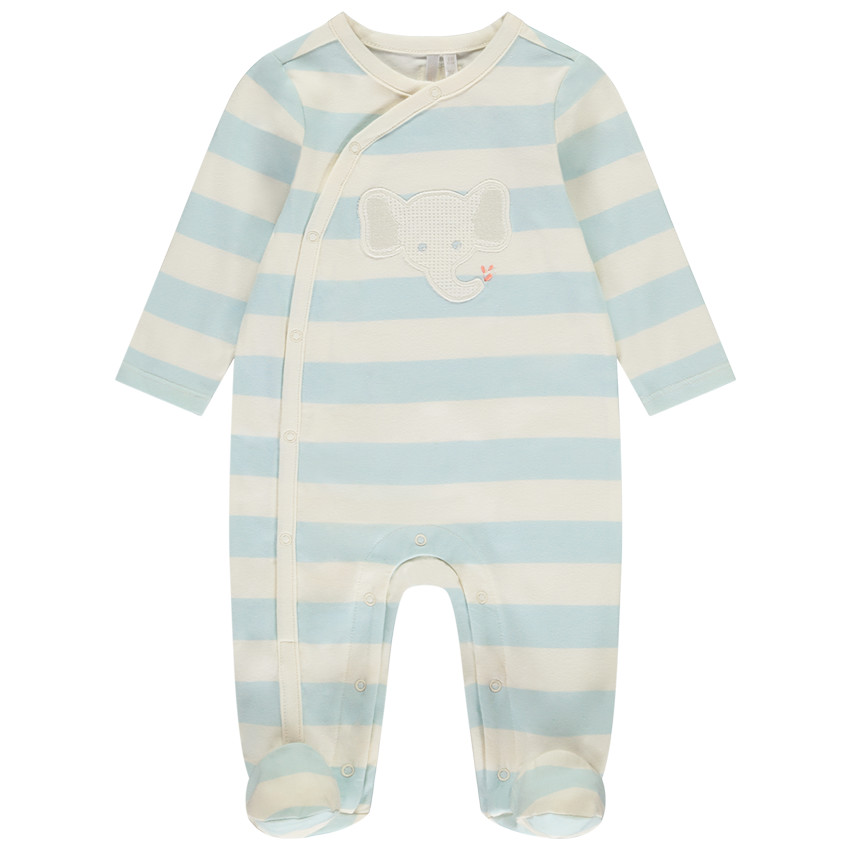 Pelele rayado con parche de elefante para bebé niño 