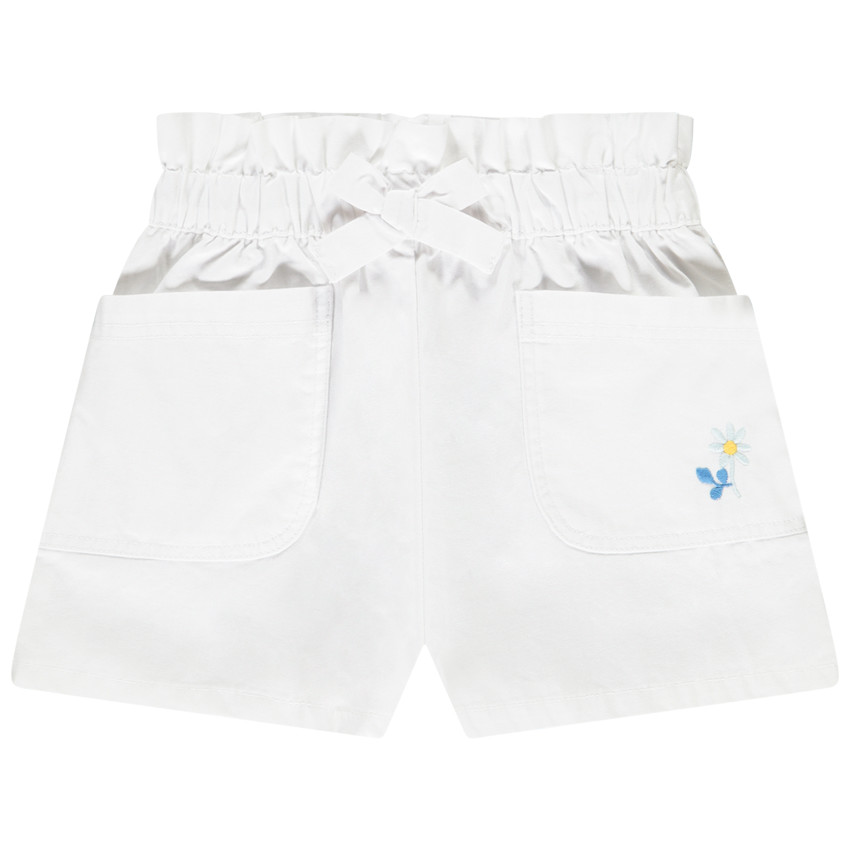 Short con bolsillos de popelina lisa para bebé niña 