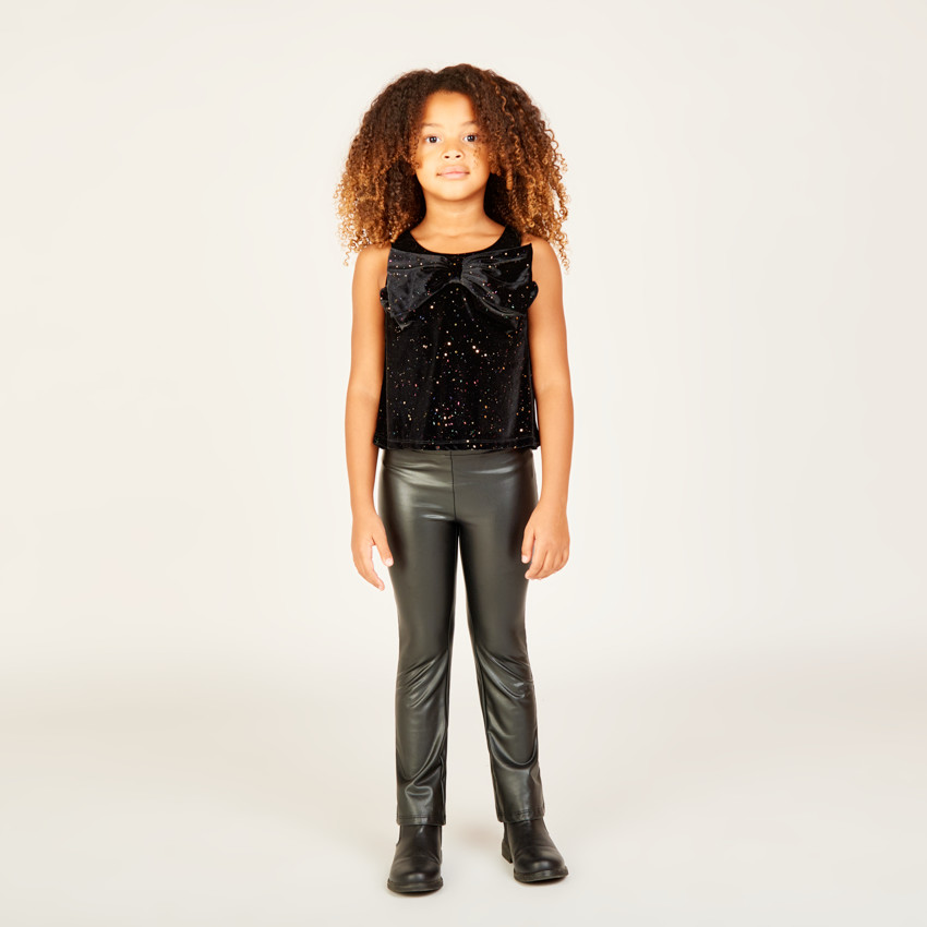 Legging trompette en simili cuir pour fille 