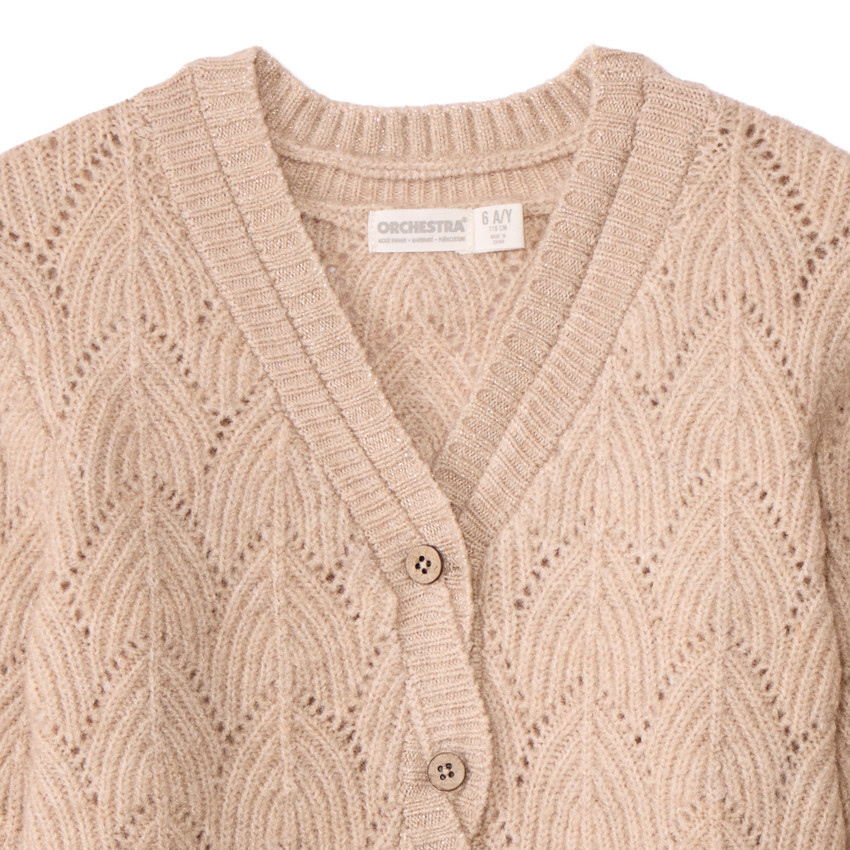 Chaqueta de punto fantasía con abertura trenzada para niña 