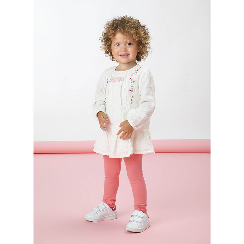 Conjunto túnica 2 piezas en doble gasa de algodón fantasía para bebé niña 