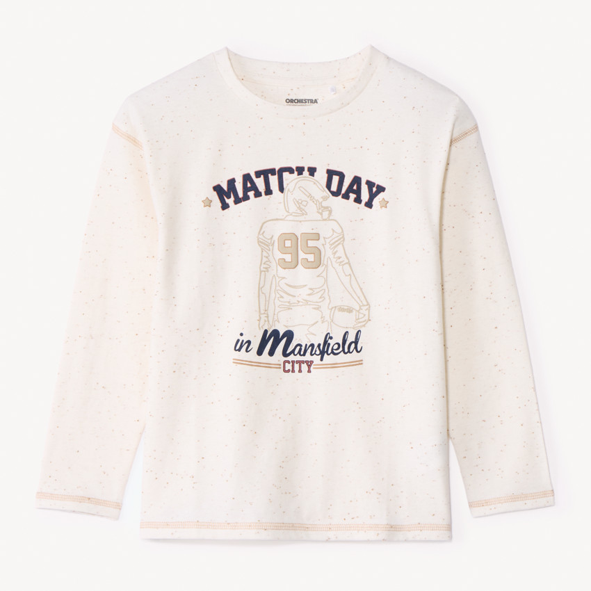 Camiseta de manga larga con estampado puff de fútbol americano para niño 