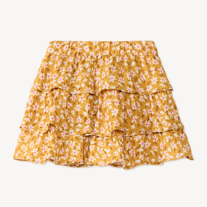 Falda de niña con volantes y estampado floral 