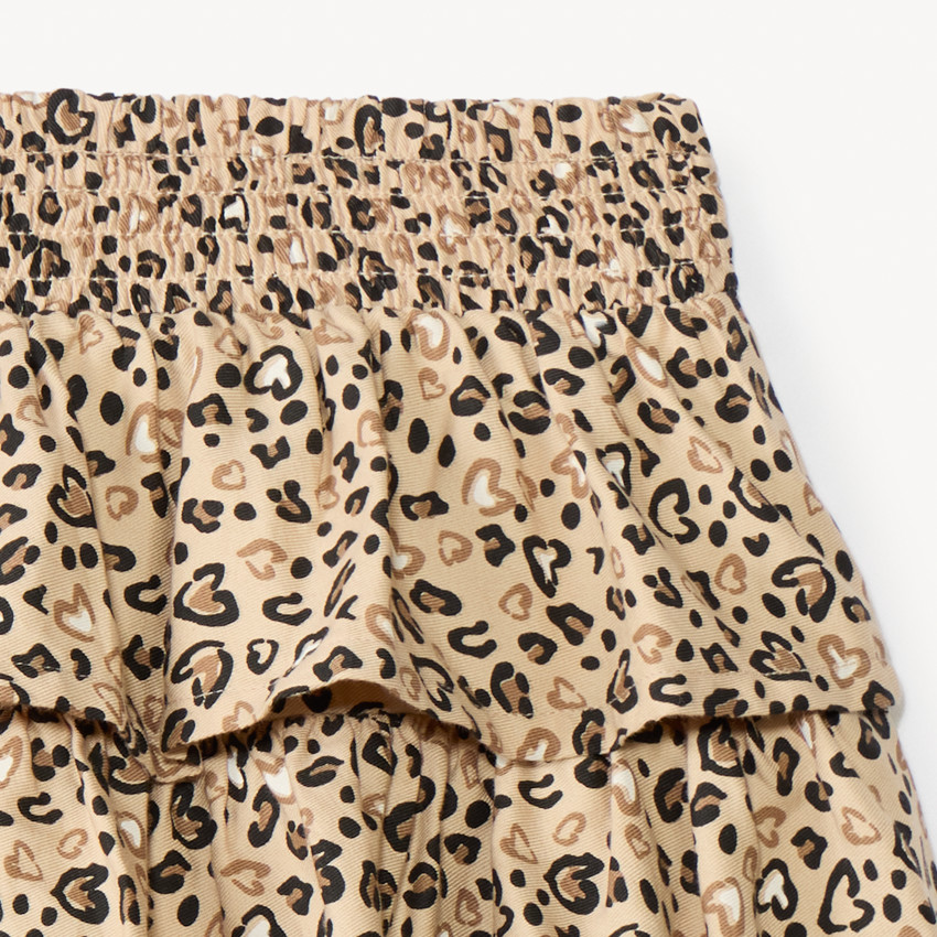 Falda corta con volantes estampado leopardo niña 