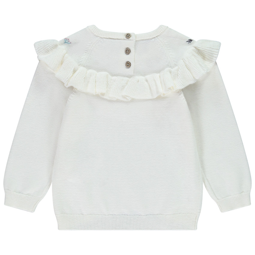 Jersey de bebé niña con volantes y bordado 