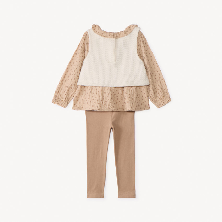 Conjunto de 3 piezas con blusa de lunares para niña bebé 