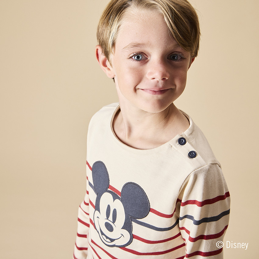 Camiseta de rayas de Mickey Disney con mangas largas para niño 