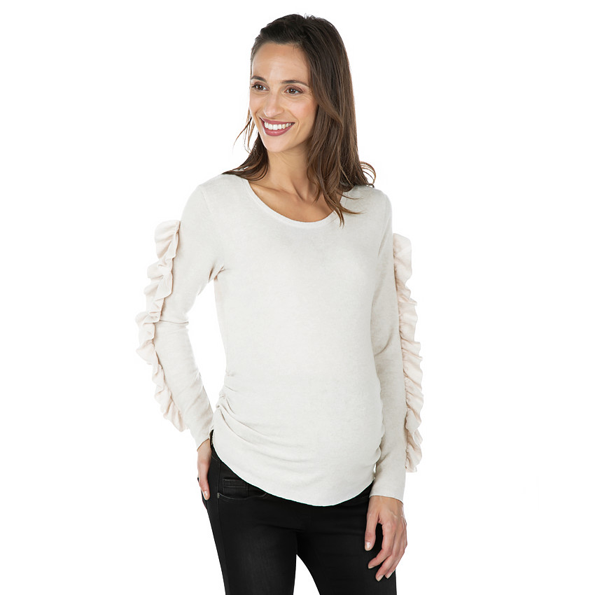 Jersey dde premamá de punto con mangas con volantes 