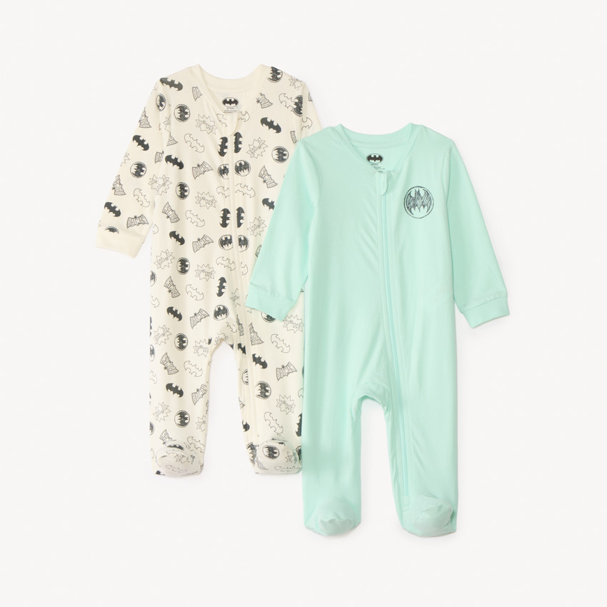 Conjunto de 2 pijamas de manga larga Batman Warner para bebé niño 