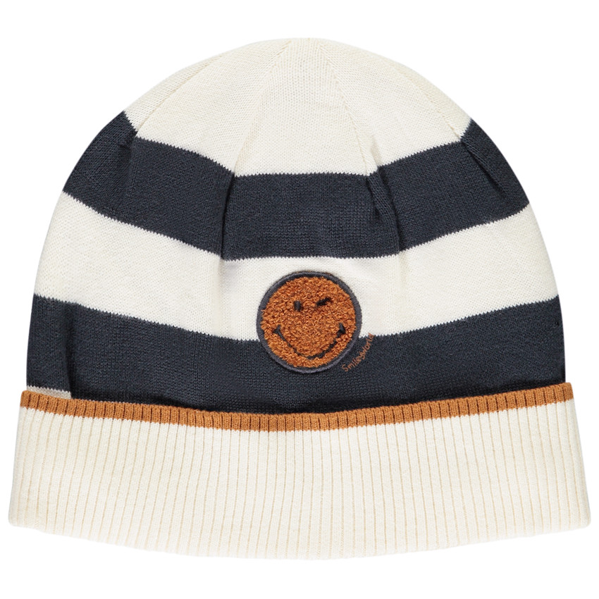 Gorro a rayas con parche bordado SmileyWorld para niño 