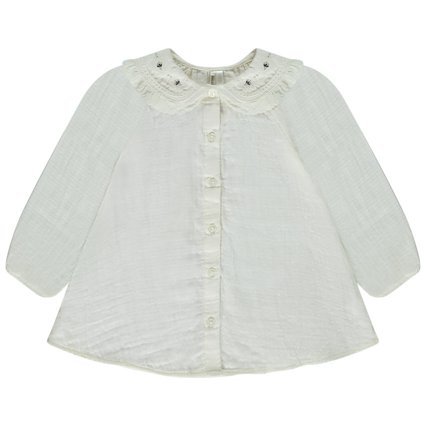 Túnica de manga larga con cuello claudine para bebé niña 