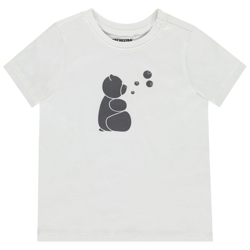 Camiseta de manga corta con oso y burbujas para bebé niño 