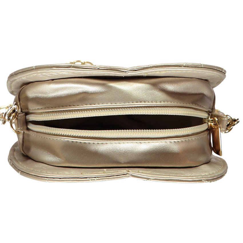 Sac bandoulière doré en forme de cœur matelassé pour fille 