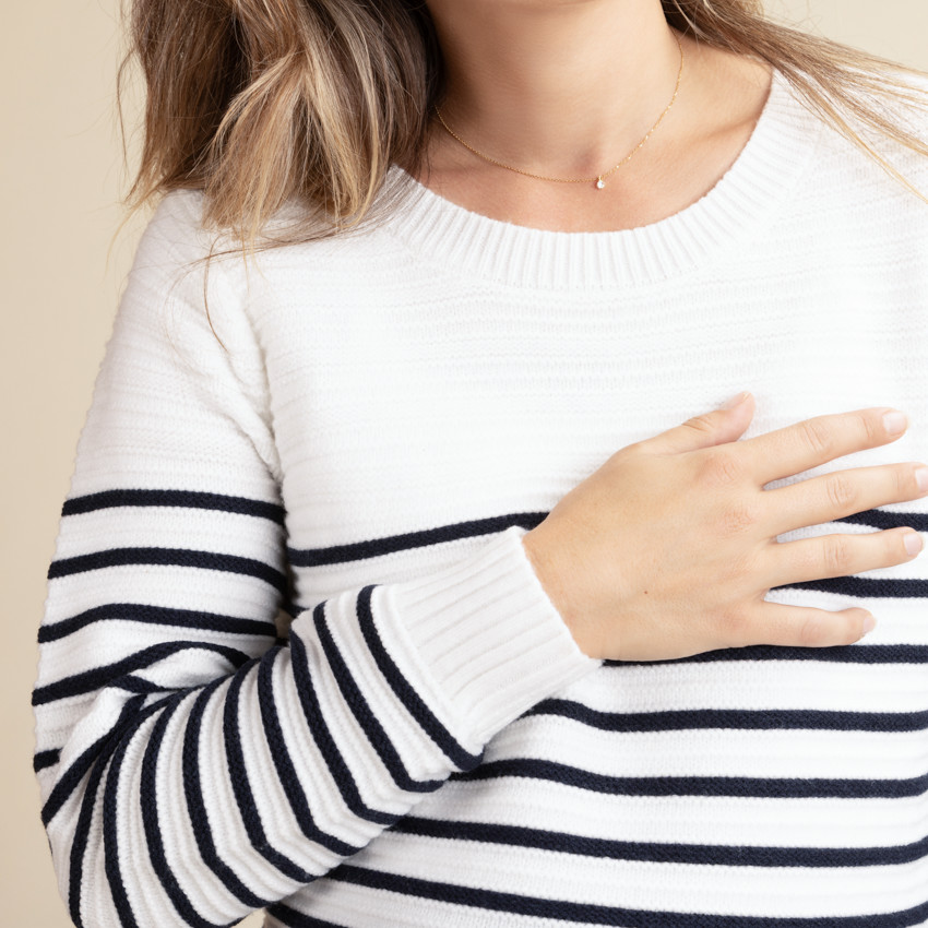 Suéter para embarazada grueso a rayas estilo marinero 