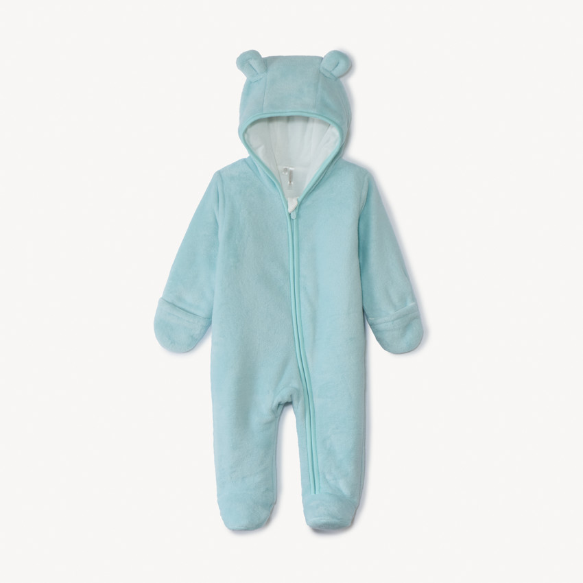 Pelele piloto de sherpa liso con orejas de osito para bebé niño 