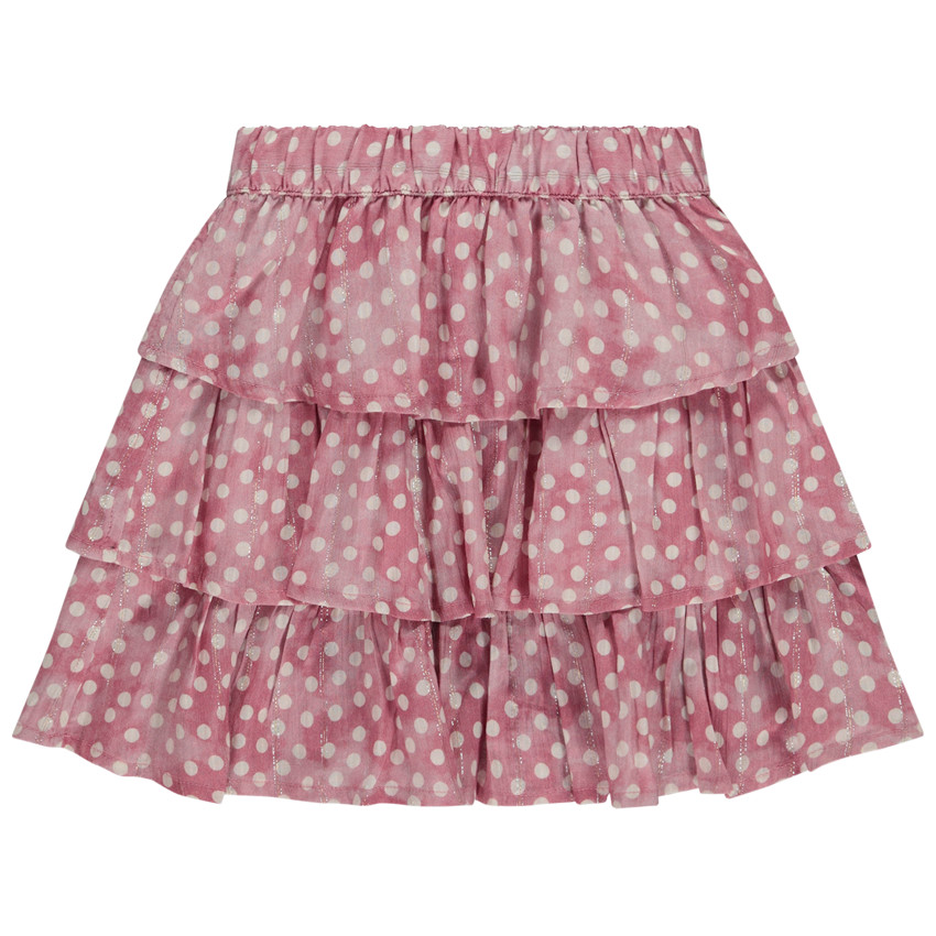 Falda corta con volantes de lunares para niña 