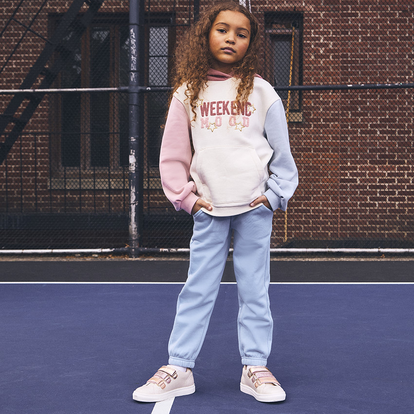 Pantalón de jogging liso de felpa con corte holgado para niña 