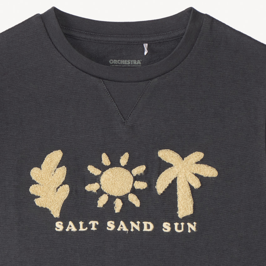 Camiseta sin mangas de rizo con estampado de sol para niño 