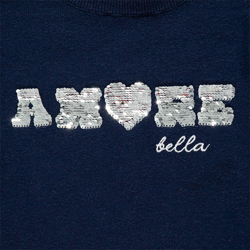 Pull en tricot à message en sequins magiques 