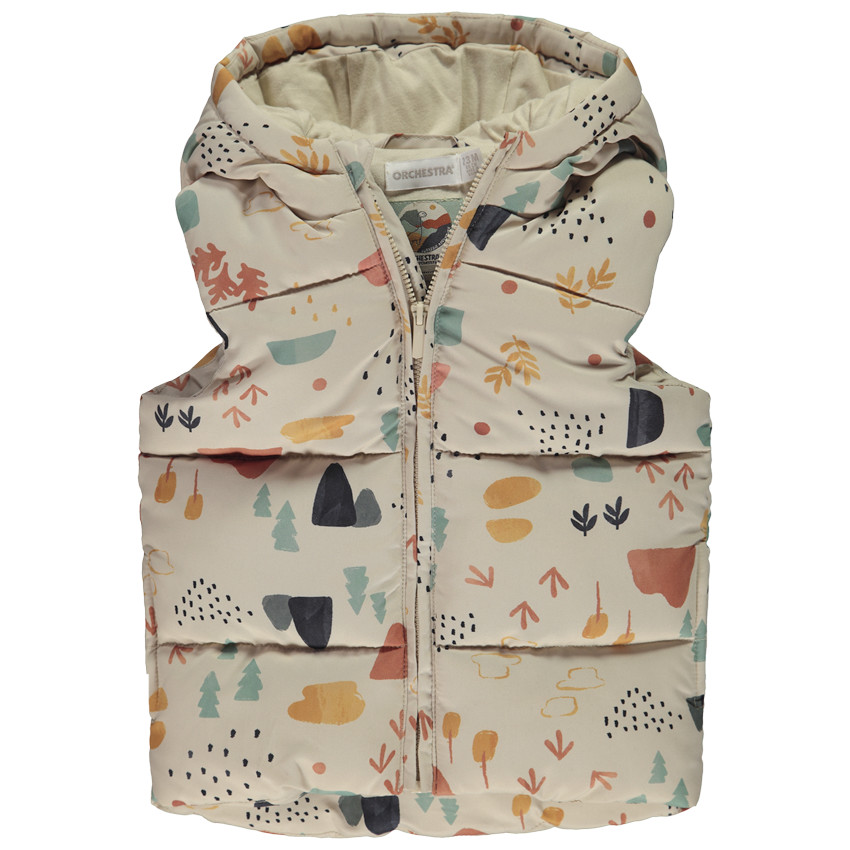 Chaleco acolchado con capucha y estampado para bebé niño 